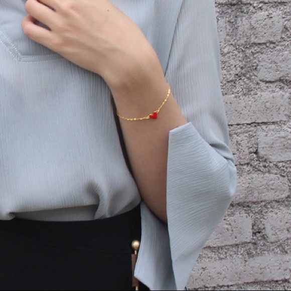 Madewell Style 18k Gold Plated Heart Bracelets - Picture 3 of 3